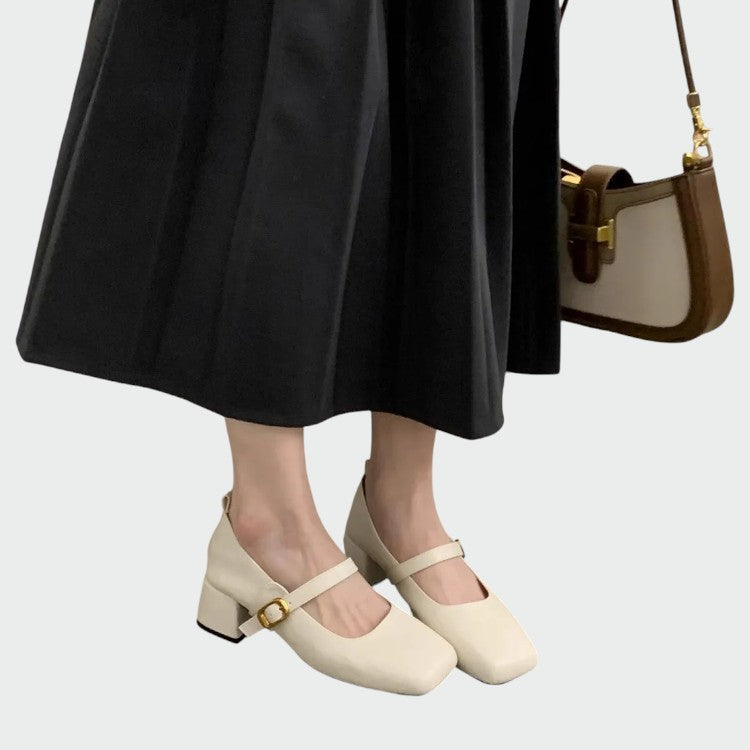 Nora Beau | Square Tip High Heeled Mary Jane Shoes