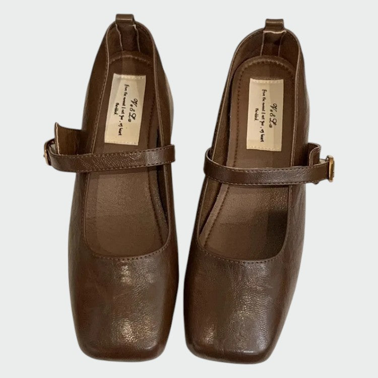 Nora Beau | Square Tip High Heeled Mary Jane Shoes