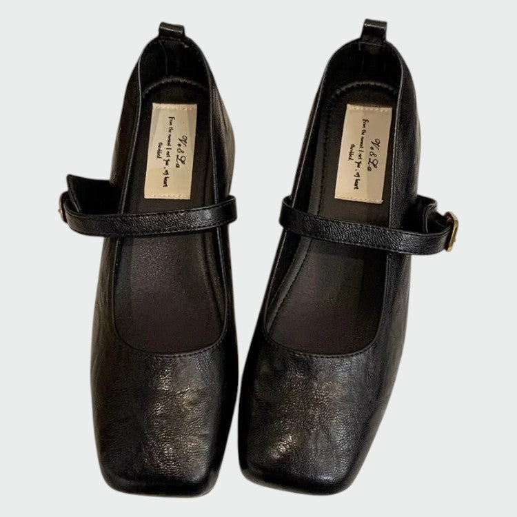 Nora Beau | Square Tip High Heeled Mary Jane Shoes