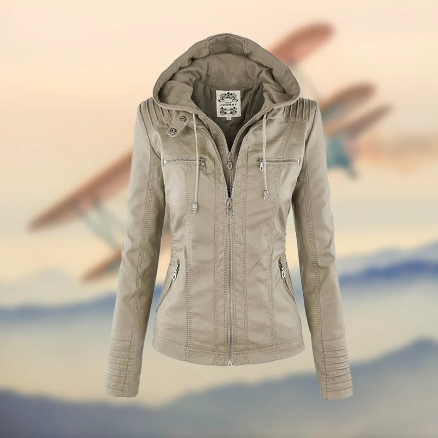 Isabella | Stylish and Versatile Hooded Leather Jacket