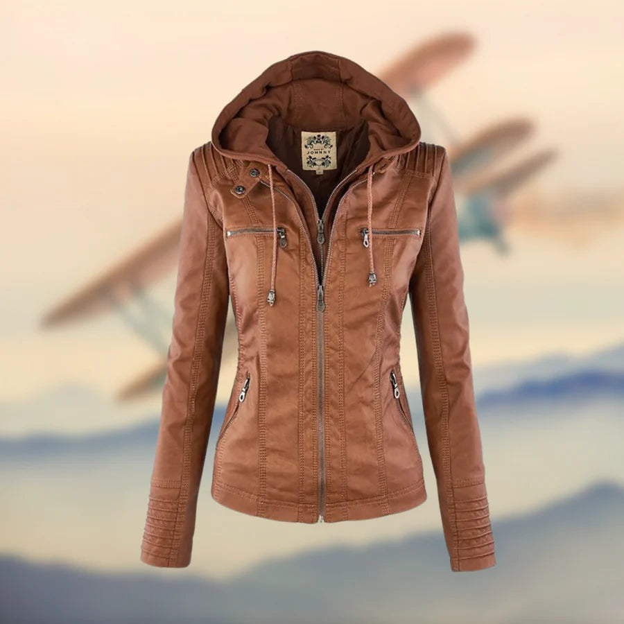 Isabella | Stylish and Versatile Hooded Leather Jacket
