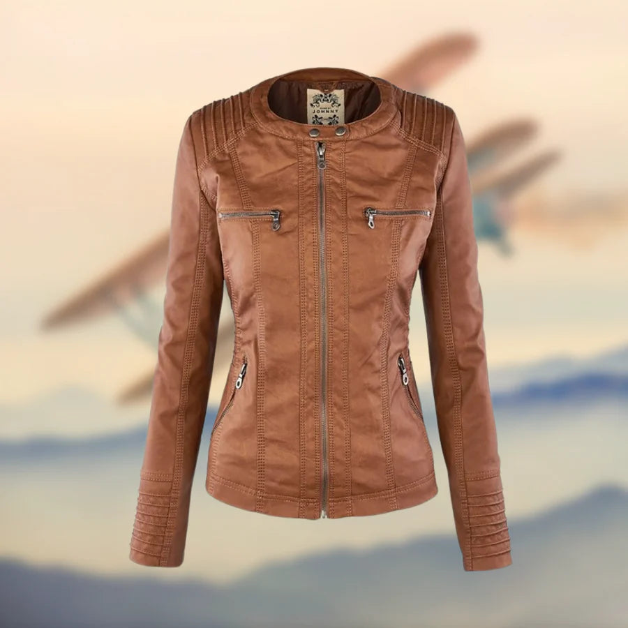 Isabella | Stylish and Versatile Hooded Leather Jacket