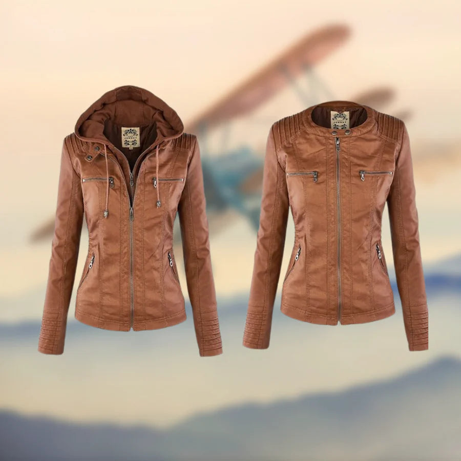Isabella | Stylish and Versatile Hooded Leather Jacket