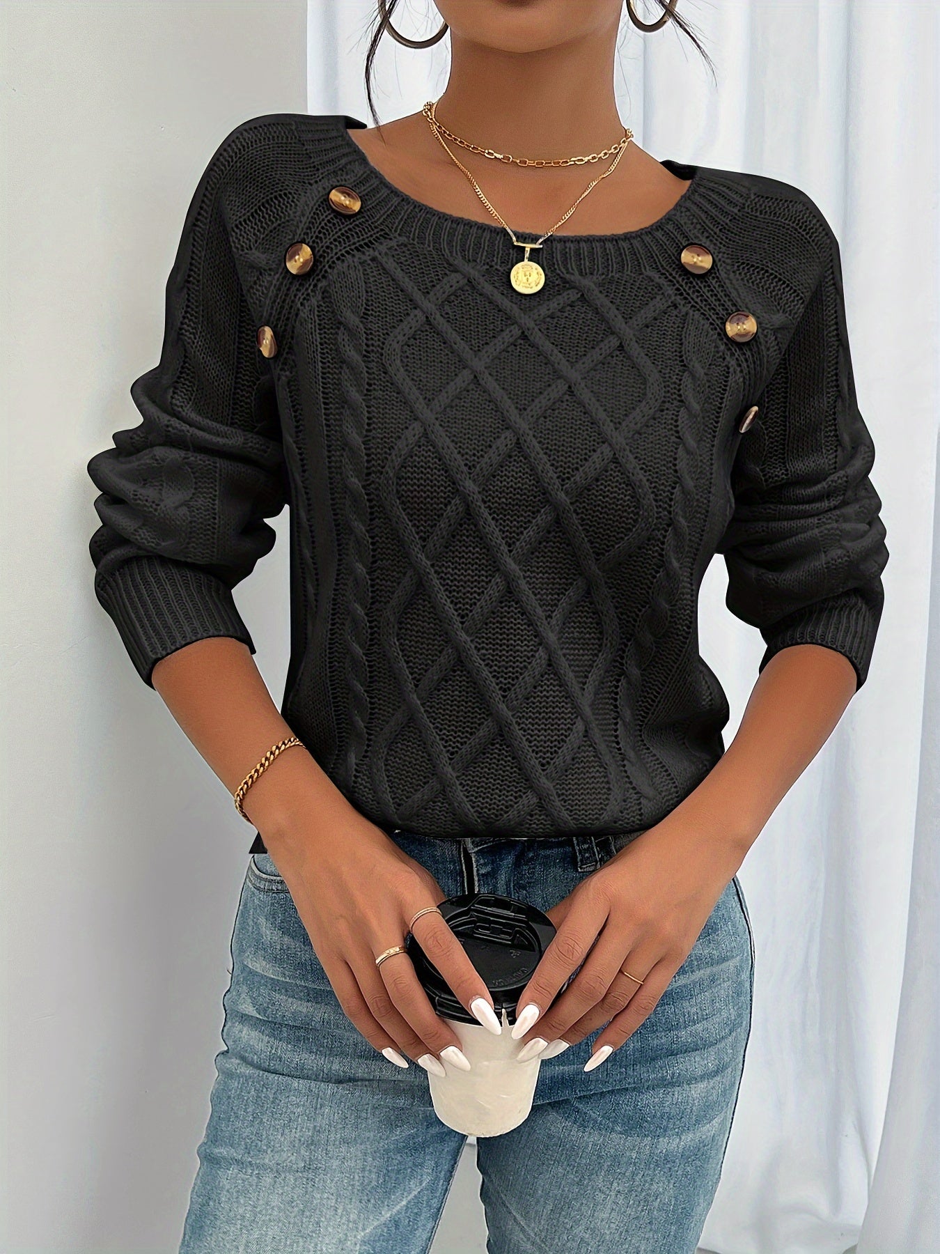 Zipha | Casual Square Neck Jumper
