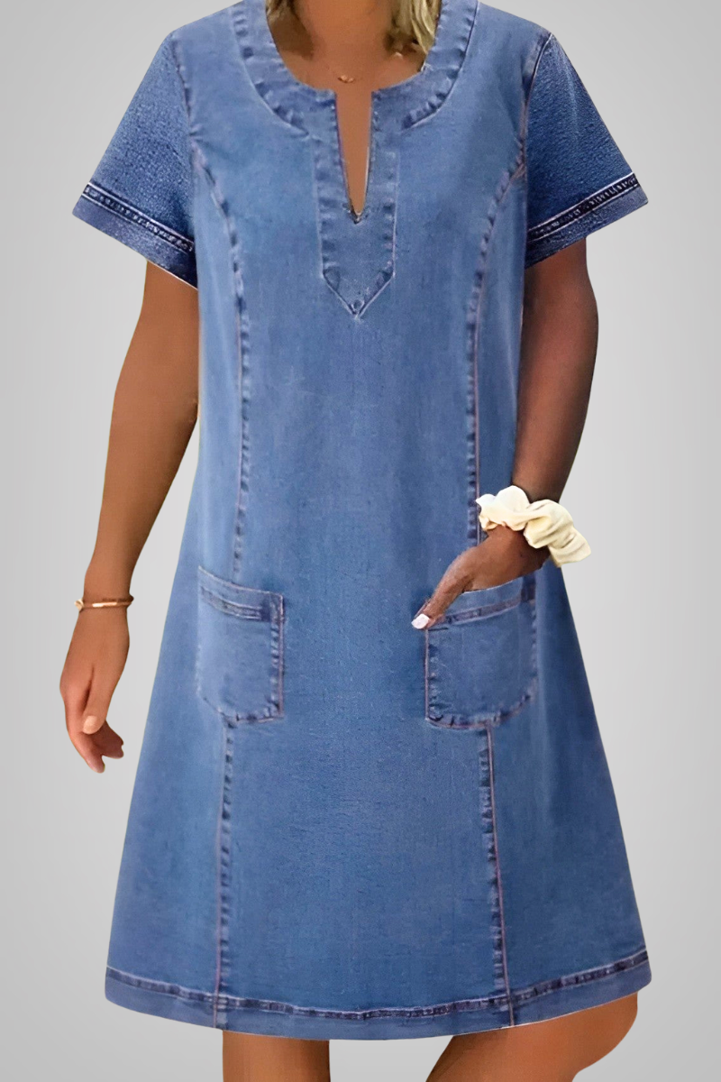 Sophie | Soft Denim Dress with Front Pockets
