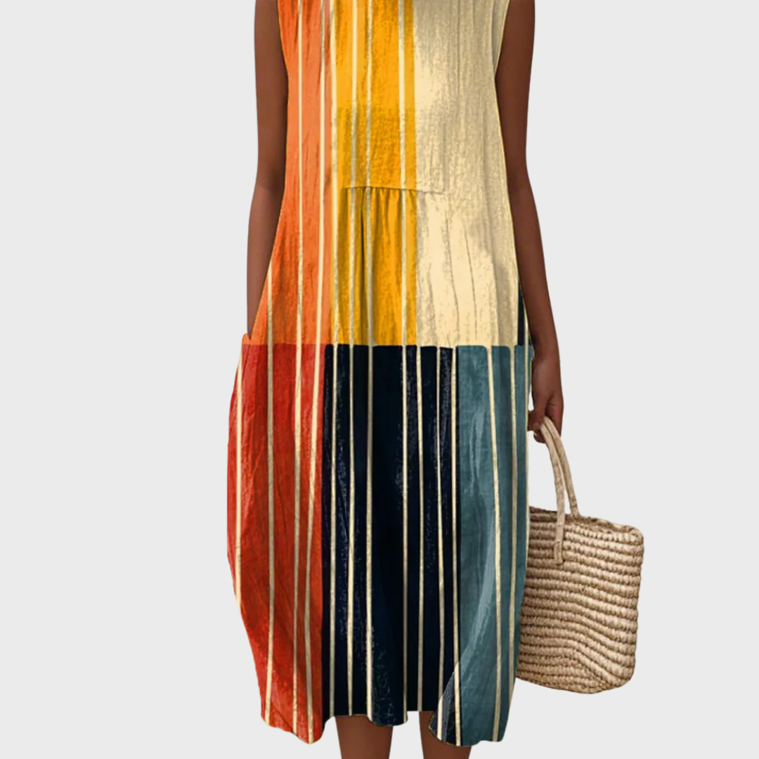 Kate | Vintage Ink Line Cotton Dress