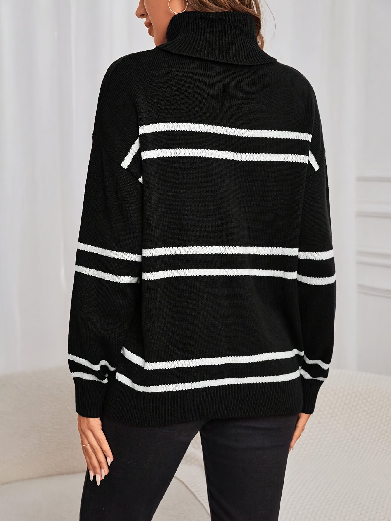 Thea | Striped Roll Neck Jumper