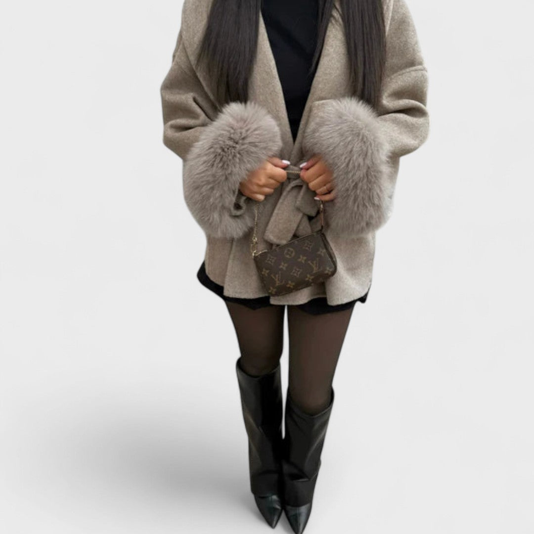 Woolcat | Elegant Coat with Faux Fur Details