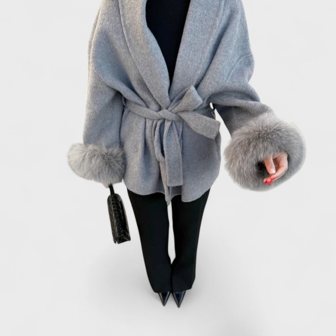 Woolcat | Elegant Coat with Faux Fur Details