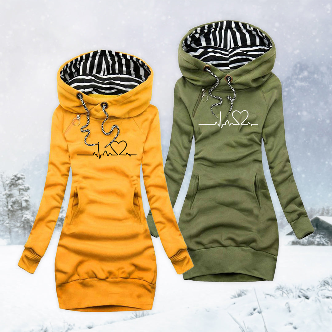 Adèle | Jumper Dress with Heartbeat Print