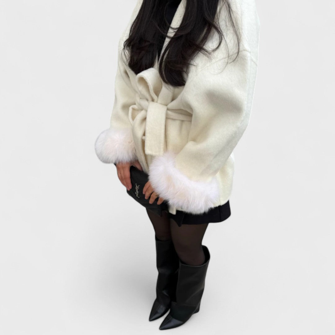 Woolcat | Elegant Coat with Faux Fur Details
