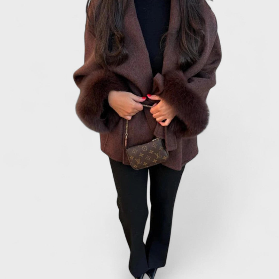 Woolcat | Elegant Coat with Faux Fur Details