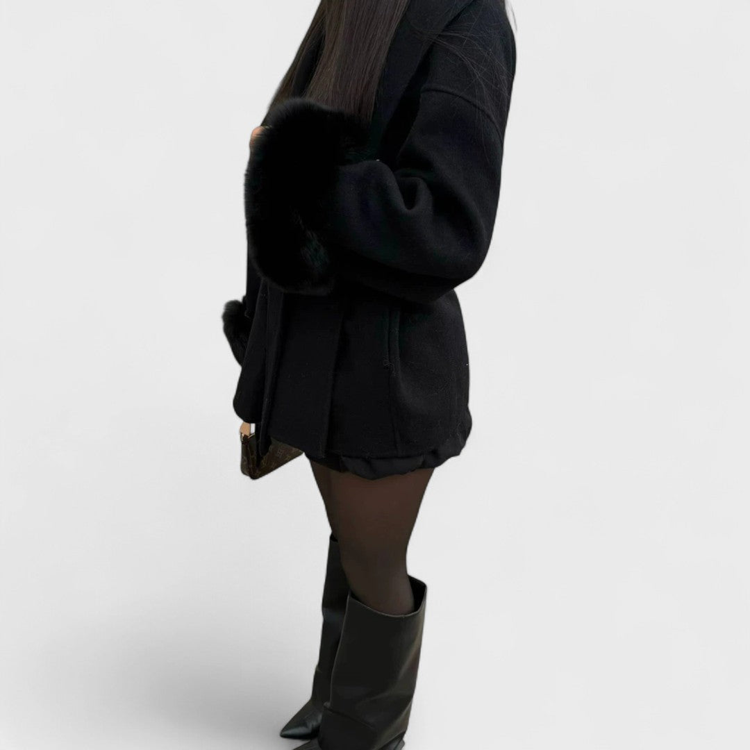 Woolcat | Elegant Coat with Faux Fur Details