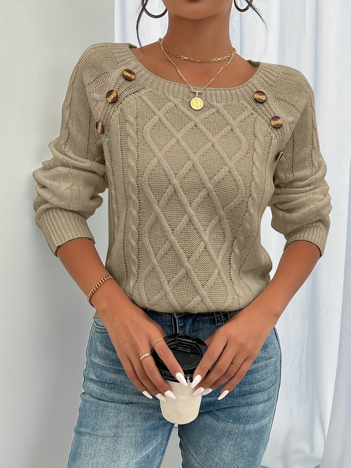 Zipha | Casual Square Neck Jumper
