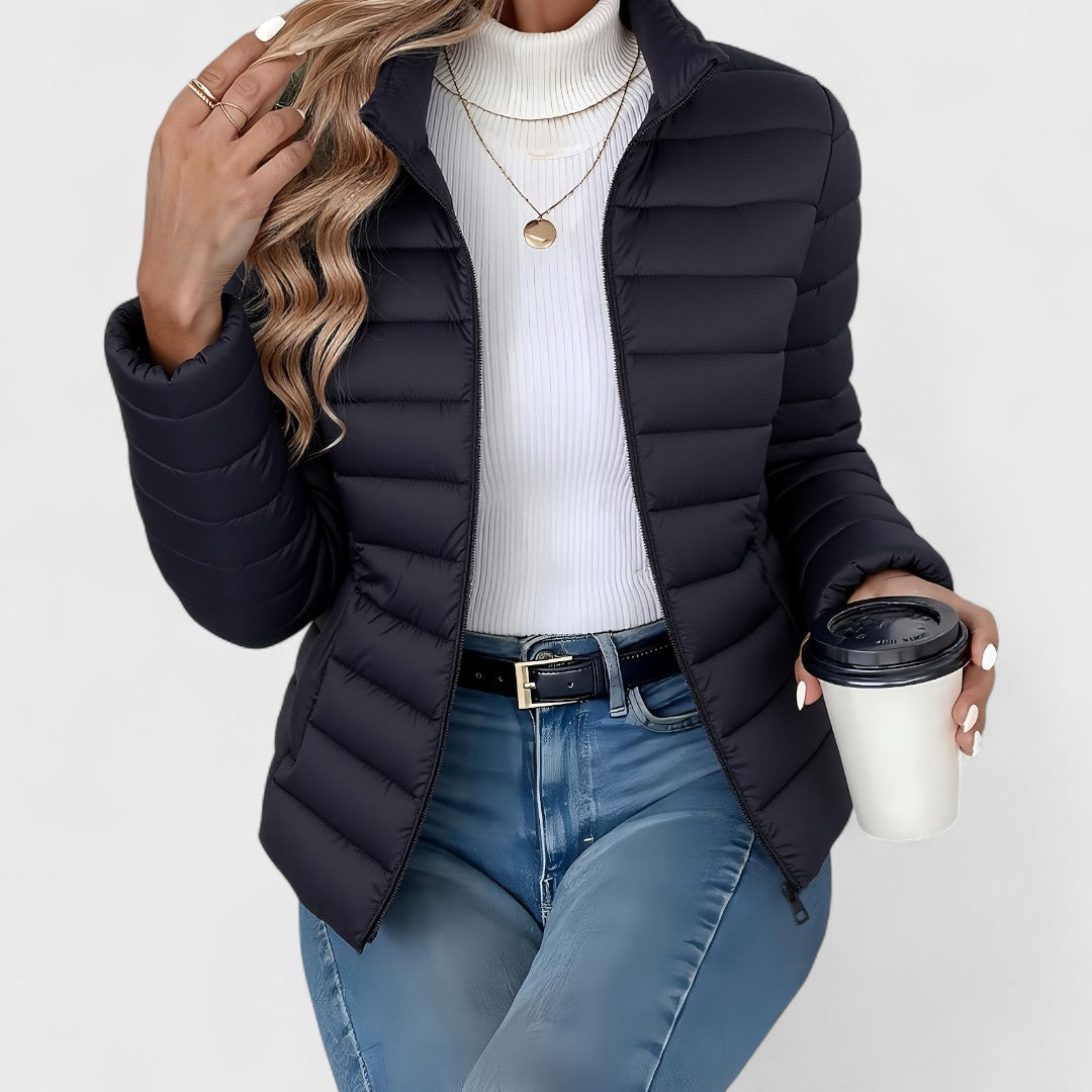 Philipa | Elegant long jacket with high collar