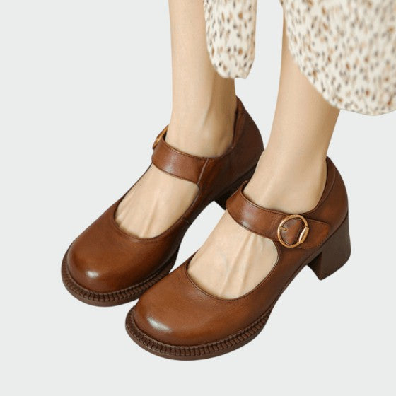 Nora Beau | Chunky-Heel Buckle Mary Jane Shoes