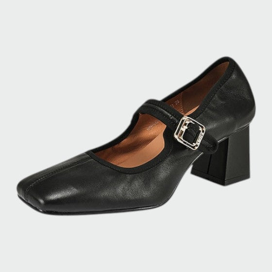 Nora Beau | Block-Heel Buckle Mary Jane Shoes