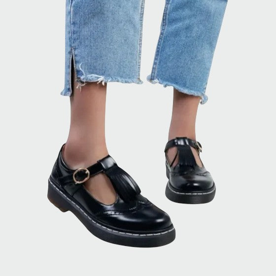Nora Beau | Elegante T-Bar Leather Shoes