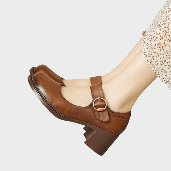 Nora Beau | Chunky-Heel Buckle Mary Jane Shoes
