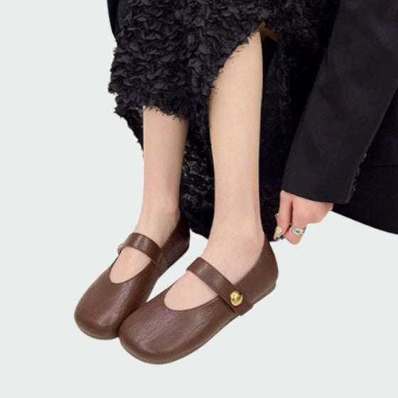 Nora beau | Round-Toe Button Mary Jane Shoes