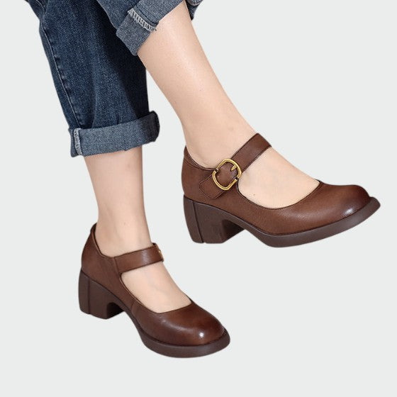 Nora Beau | Chunky-Heel Buckle Mary Jane Shoes