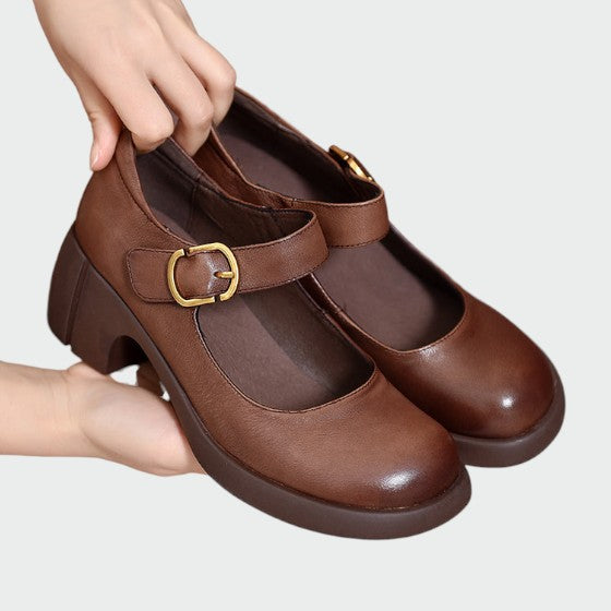Nora Beau | Chunky-Heel Buckle Mary Jane Shoes