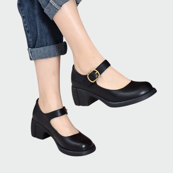 Nora Beau | Chunky-Heel Buckle Mary Jane Shoes