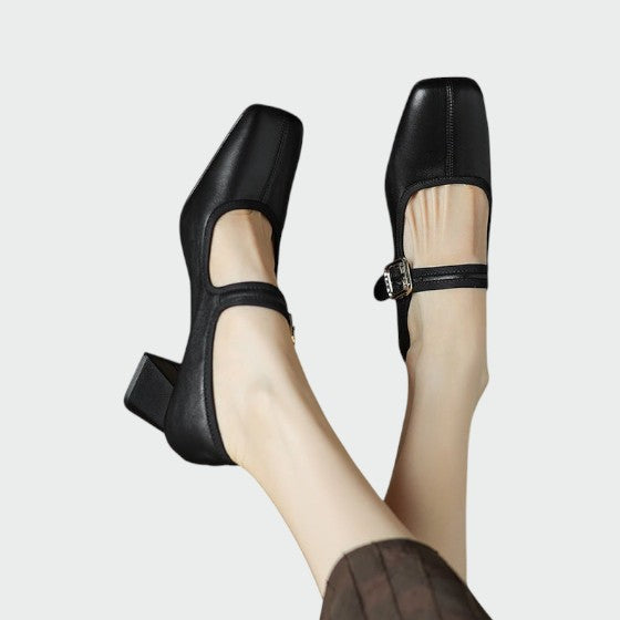 Nora Beau | Block-Heel Buckle Mary Jane Shoes