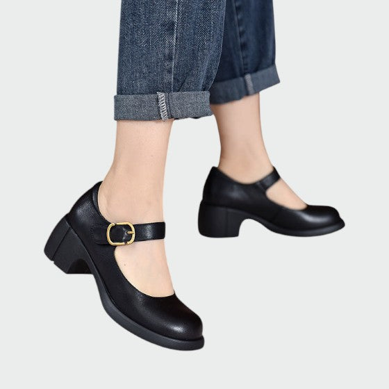 Nora Beau | Chunky-Heel Buckle Mary Jane Shoes