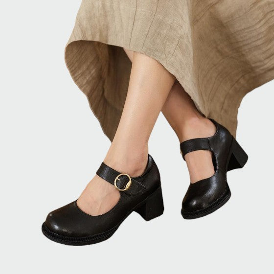 Nora Beau | Chunky-Heel Buckle Mary Jane Shoes
