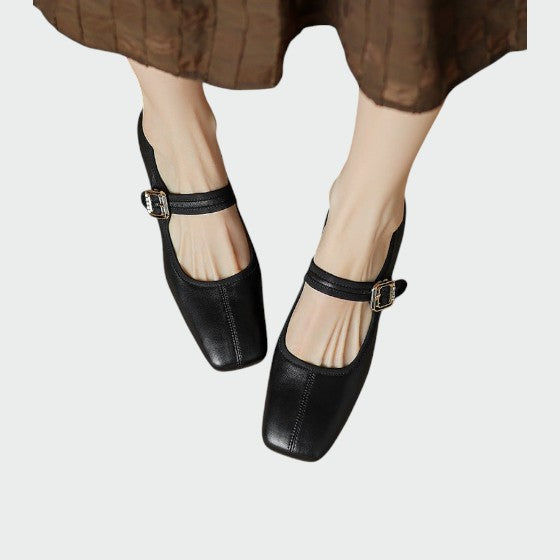 Nora Beau | Block-Heel Buckle Mary Jane Shoes