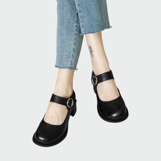 Nora Beau | Chunky-Heel Buckle Mary Jane Shoes
