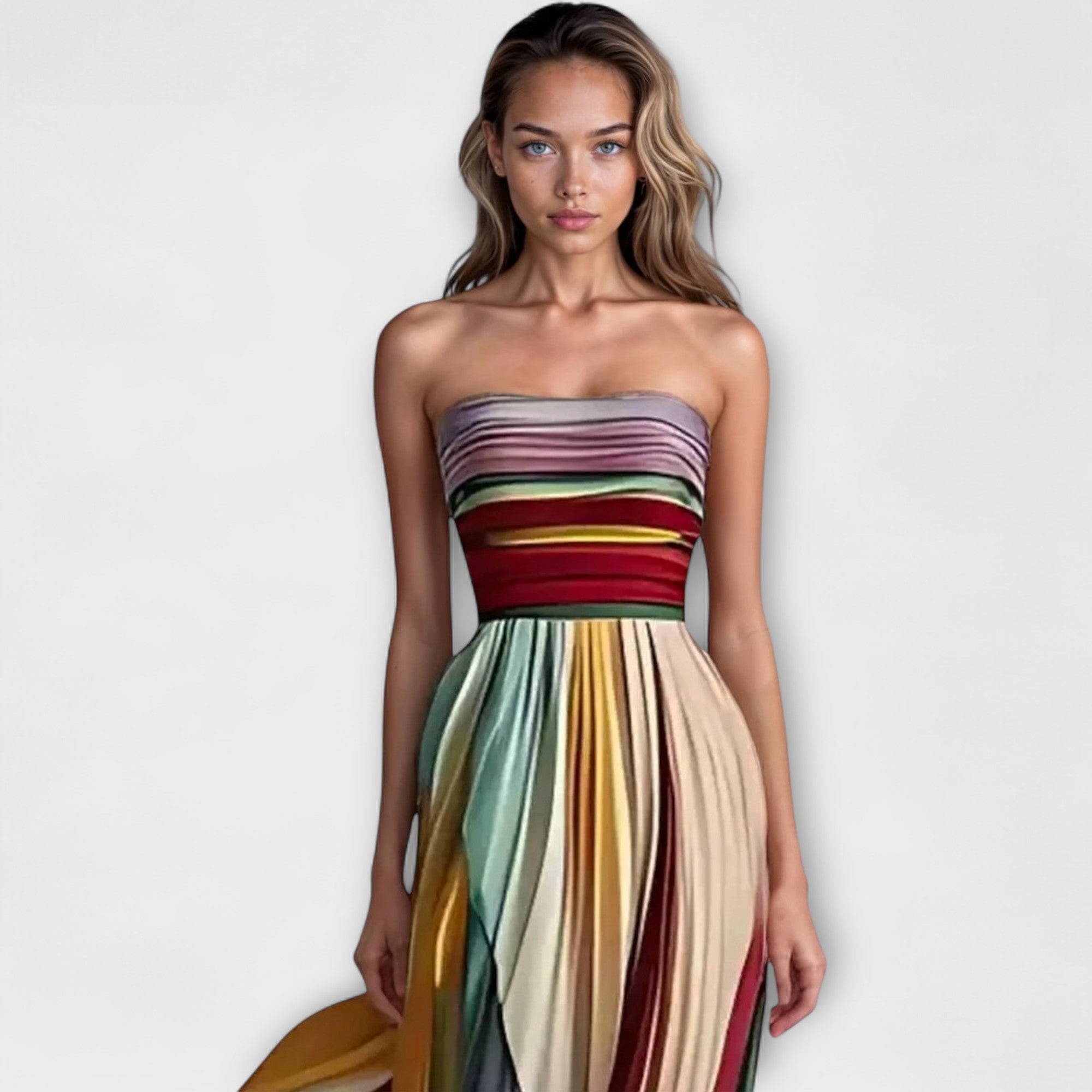 Solara | Colourful Strapless Dress