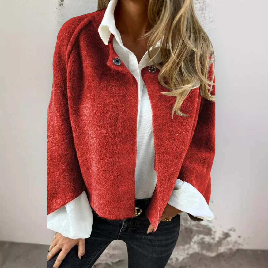 Elise | Wool coat with round neckline and long sleeves