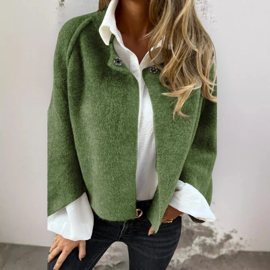 Elise | Wool coat with round neckline and long sleeves